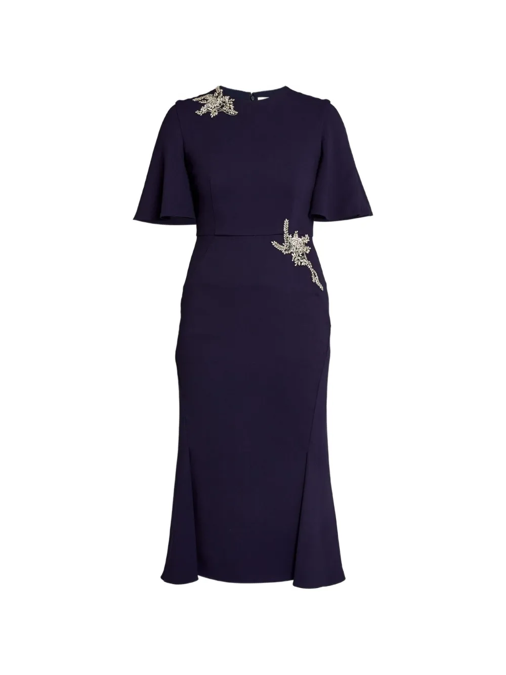 ERDEM embellished short-sleeve midi dress - Blu