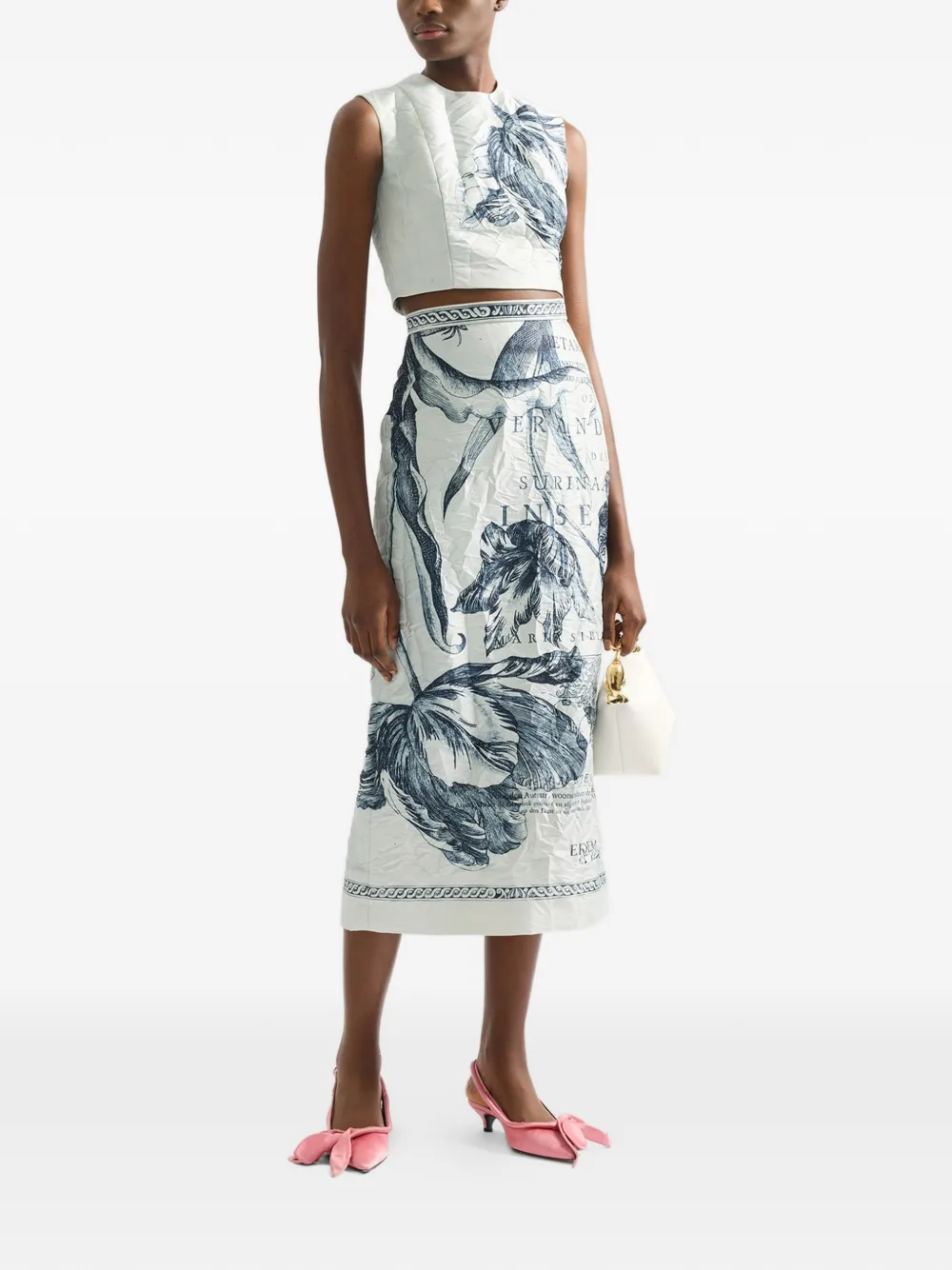  Erdem Floral-print Midi Skirt - White 