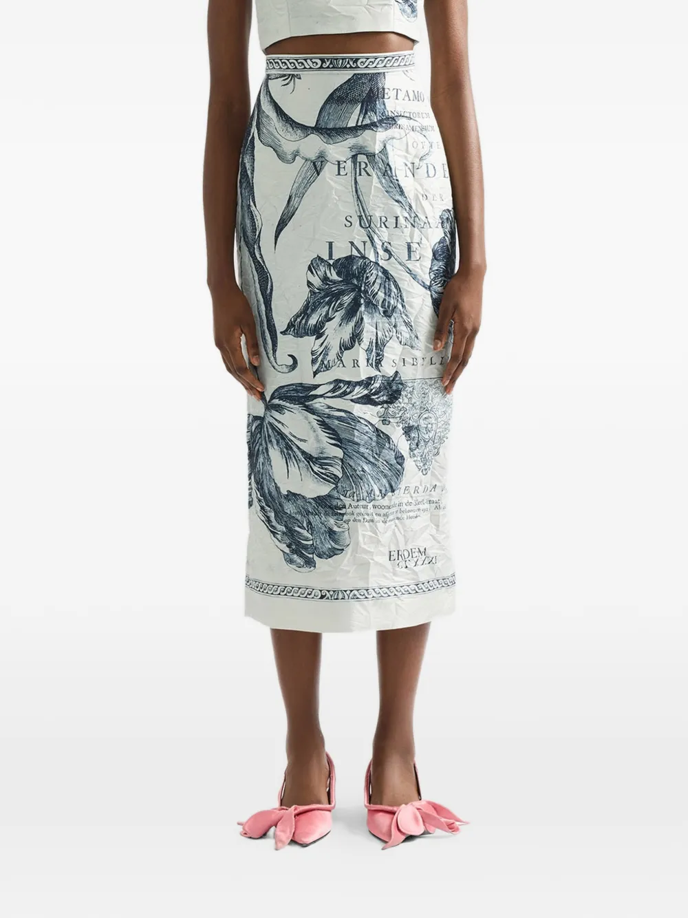 ERDEM Gonna midi a fiori - Bianco