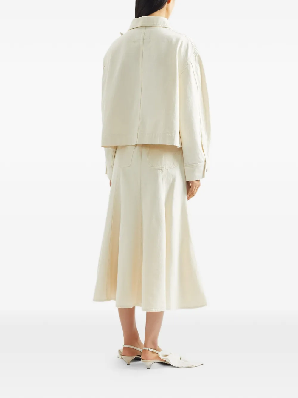 Flared Button-Fastening Midi Skirt