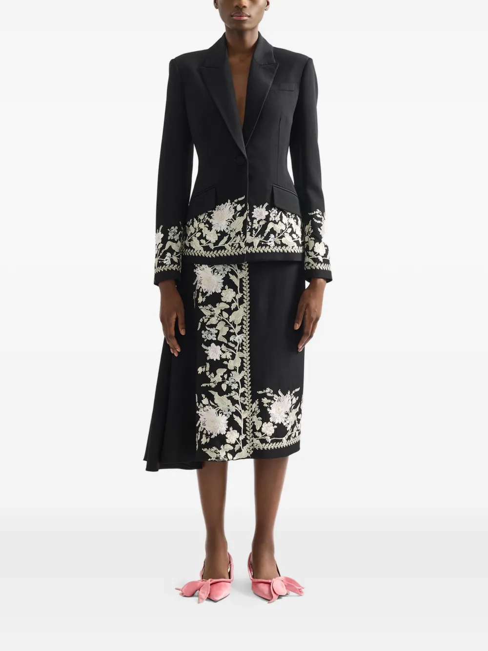  Erdem Long-sleeve Embroidered Blazer - Black 