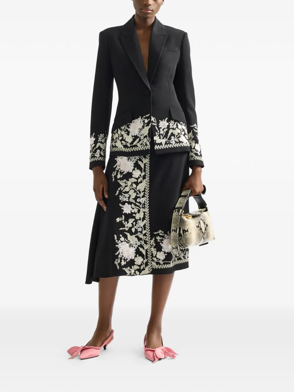  Erdem Long-sleeve Embroidered Blazer - Black 