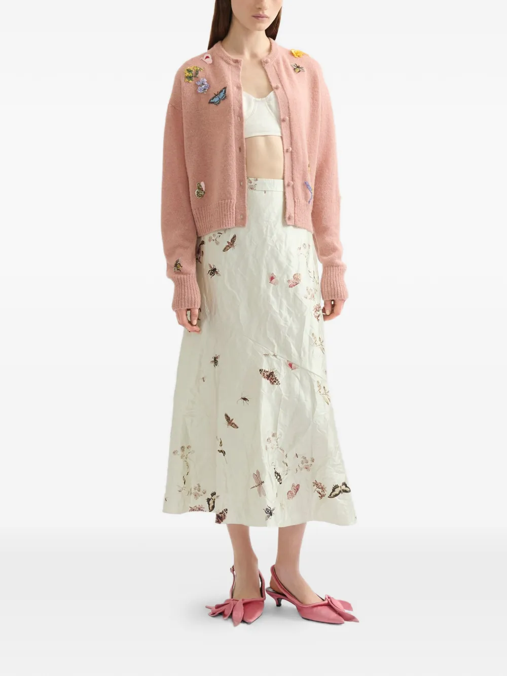  Erdem Embellished Crew-neck Cardigan - Pink 