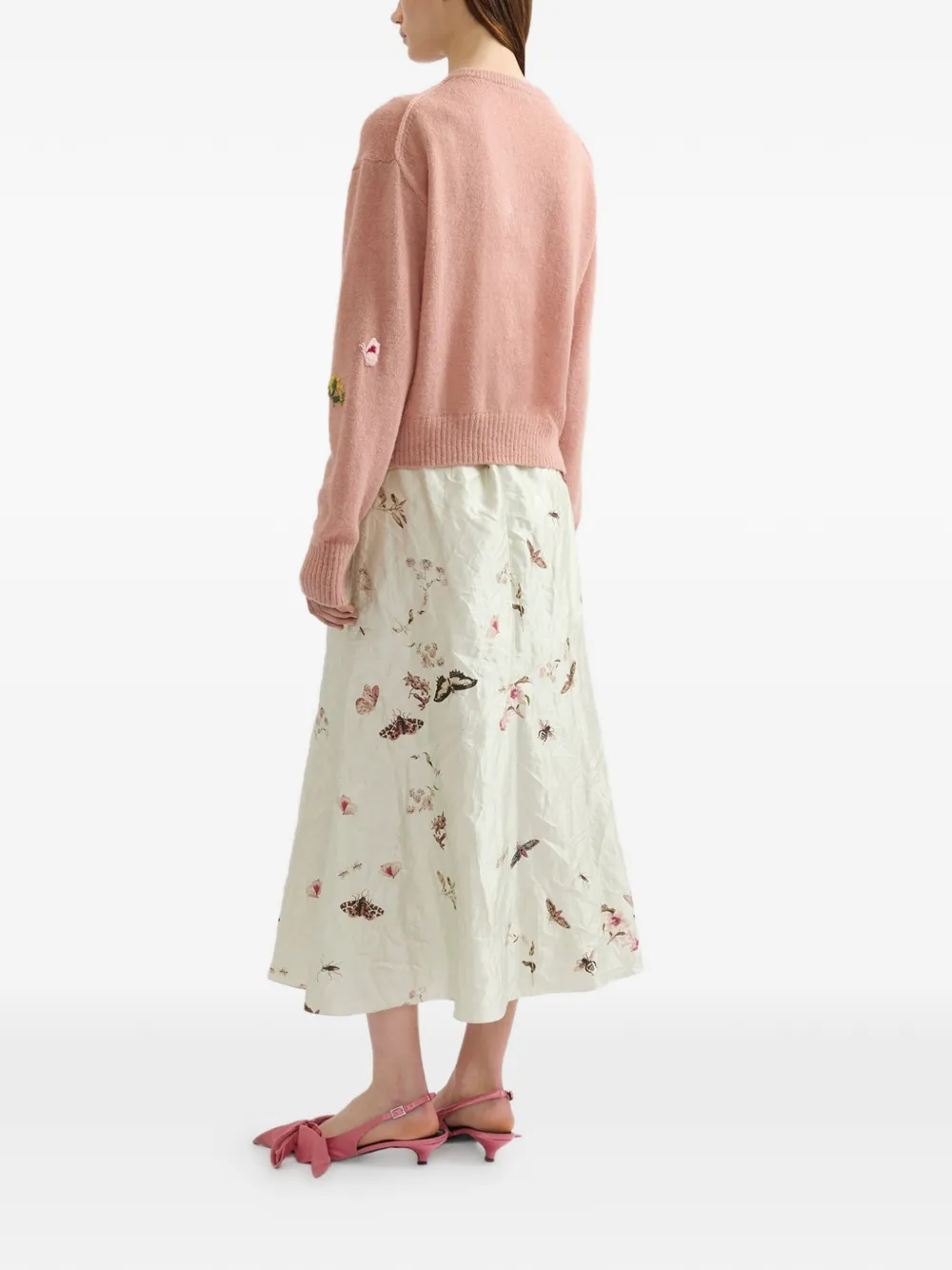  Erdem Embellished Crew-neck Cardigan - Pink 