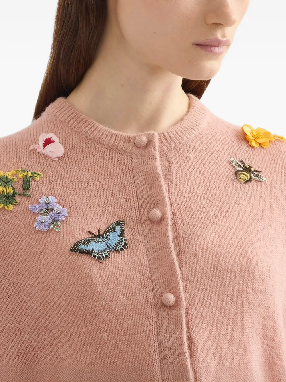 ERDEM Verfraaid vest met ronde hals Roze
