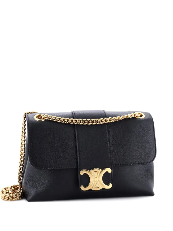Celine Pre-Owned Victoire Flap Leather Medium Shoulder Bag | Black