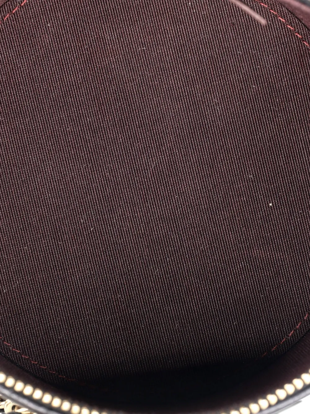 Pre-owned Chanel Cc Round Vanity Case With Chain Quilted Lambskin Mini Clutch Bag In Black