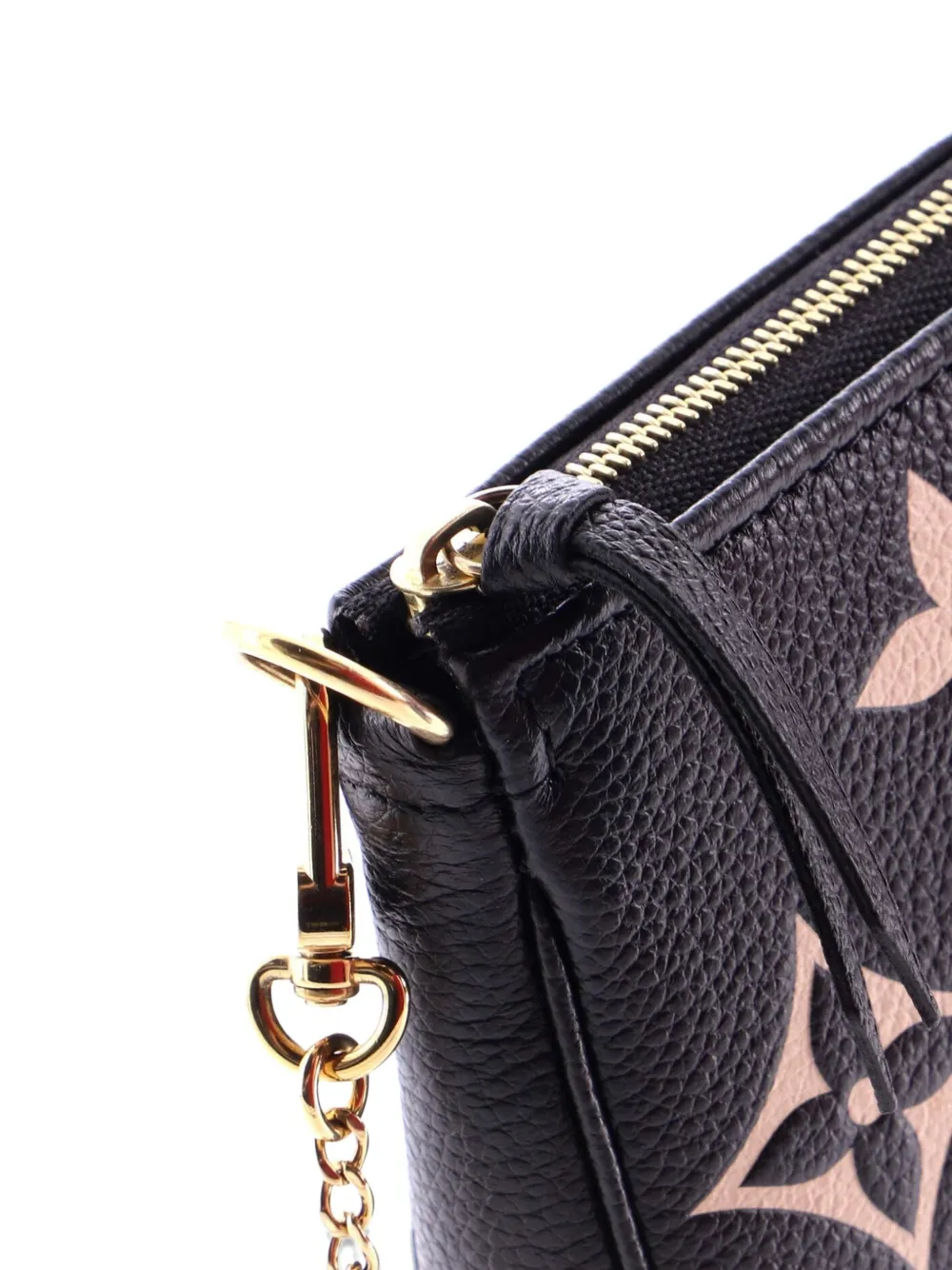 Pre-owned Louis Vuitton Pochette Accessoires Bicolor Monogram Empreinte Giant Mini Clutch Bag In Black