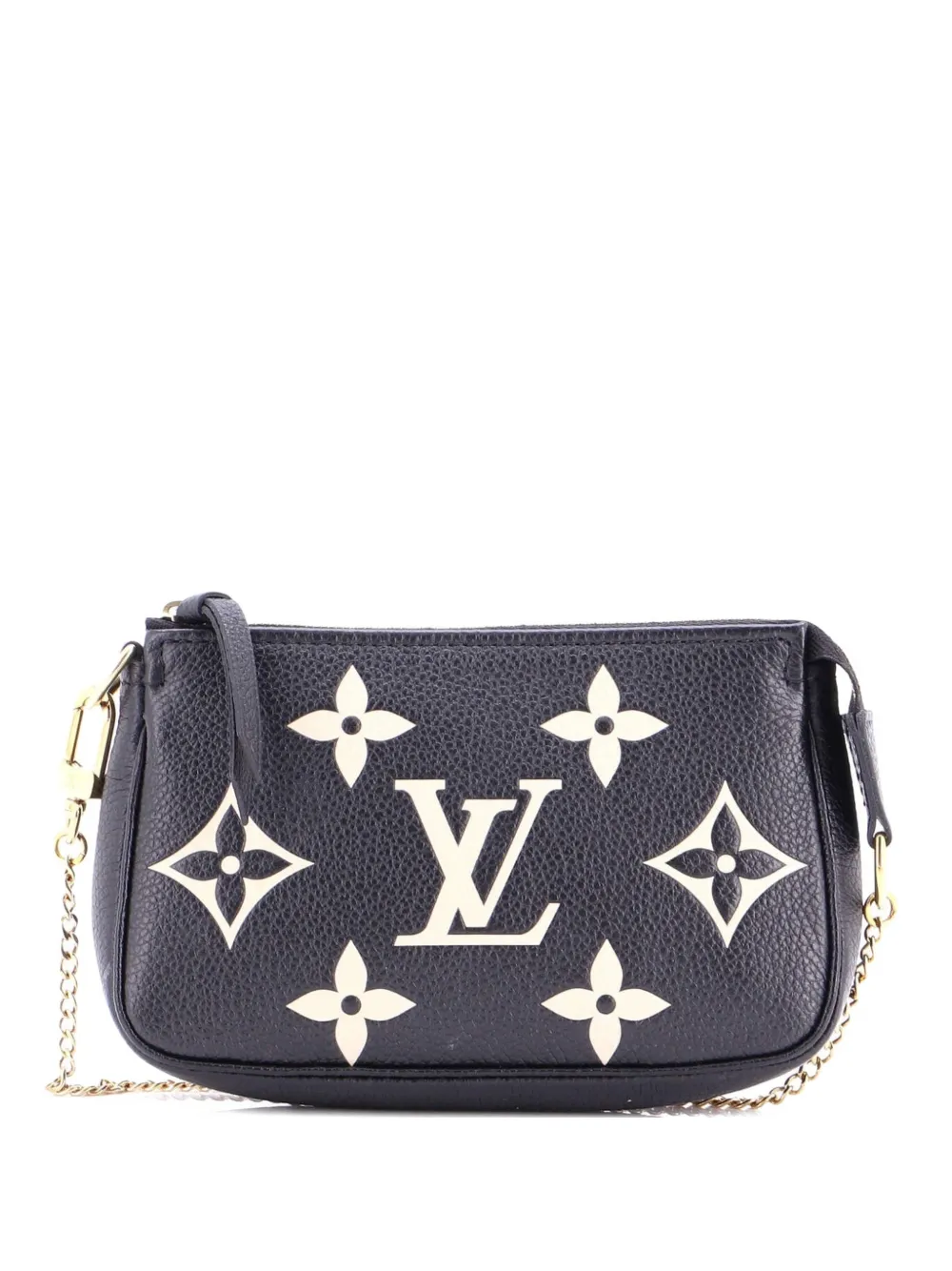 Pre-owned Louis Vuitton Pochette Accessoires Bicolor Monogram Empreinte Giant Mini Clutch Bag In Black