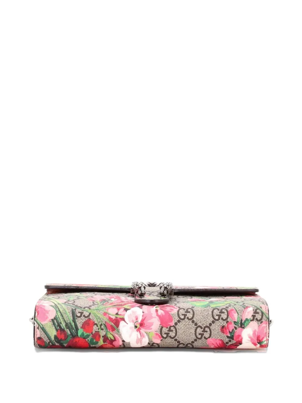 Pre-owned Gucci Dionysus Chain Wallet Blooms Print Gg Coated Canvas Small Crossbody Bag In Brown