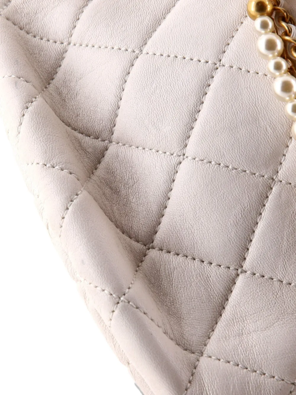 Pre-owned Chanel All About Chains Waist Bag Quilted Lambskin Belt Bag In White