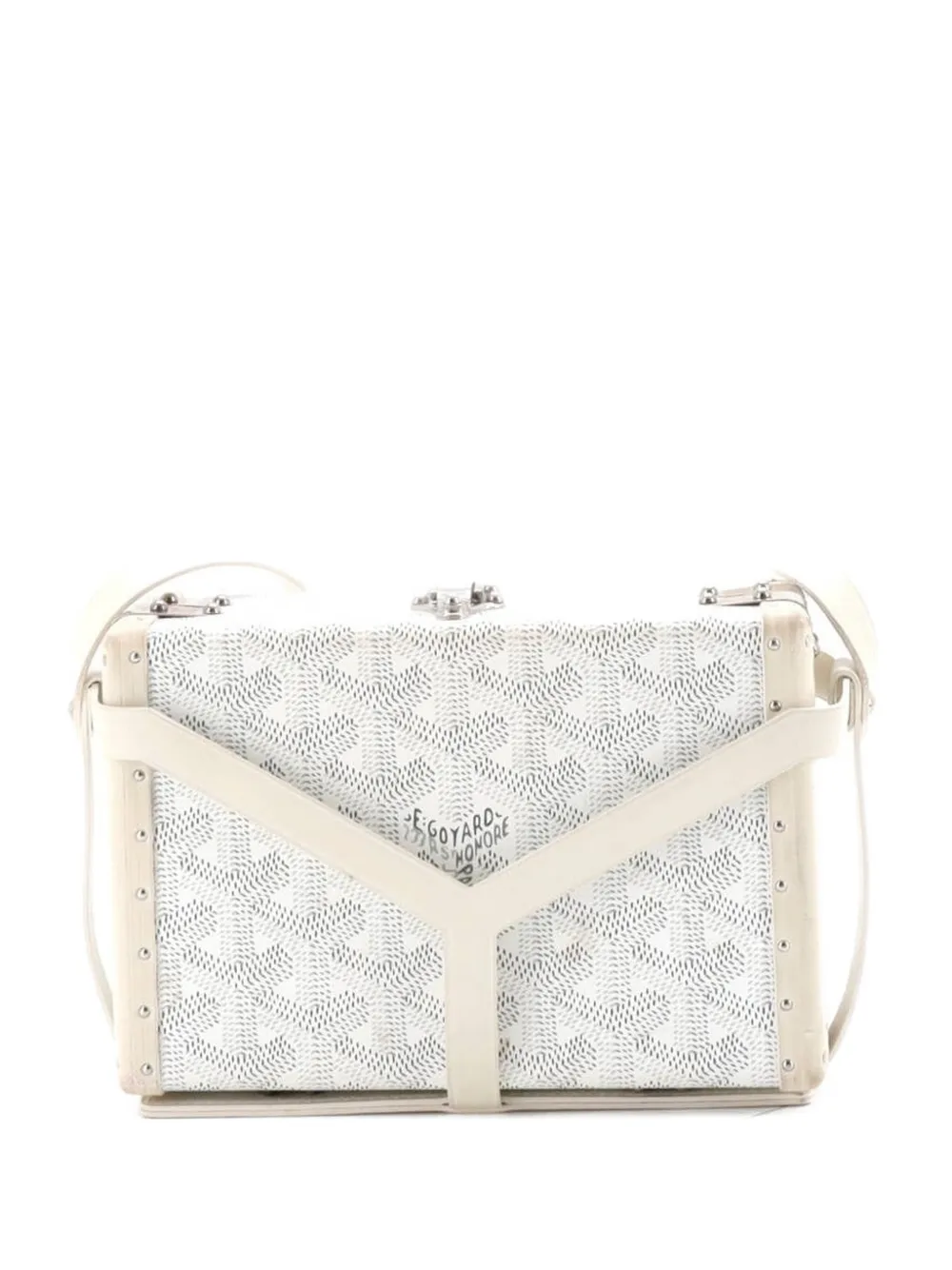 Pre-owned Goyard Minaudiere Bag Coated Canvas Clutch Bag In White