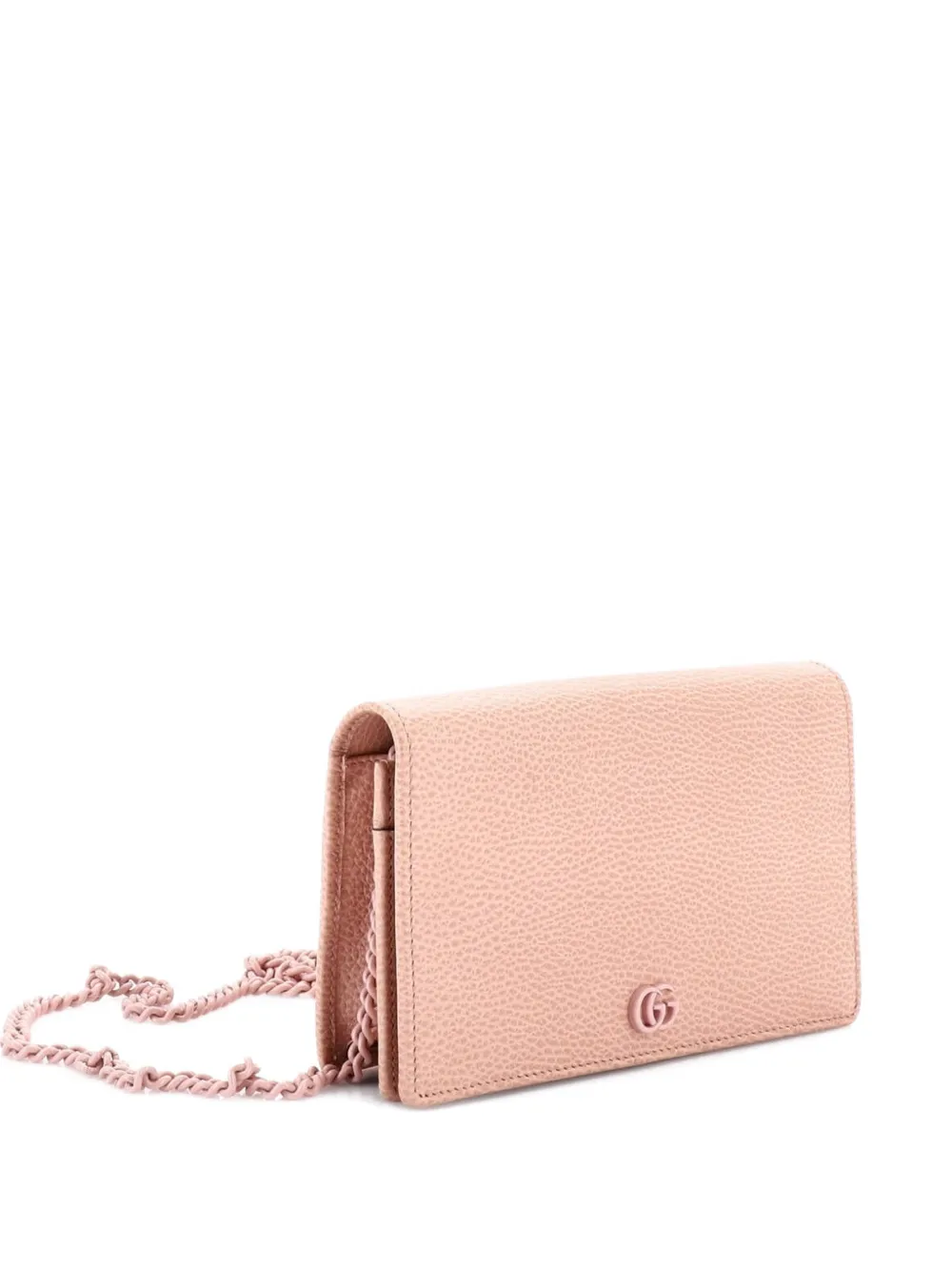 Click to view more detailed imagery on our partner's website Pre-owned Gucci Petite Gg Marmont Chain Wallet Leather Mini Crossbody Bag In Pink