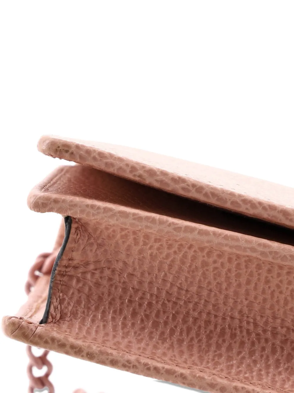 GUCCI Pre-owned Petite Gg Marmont Chain Wallet Leather Mini Crossbody Bag In Pink