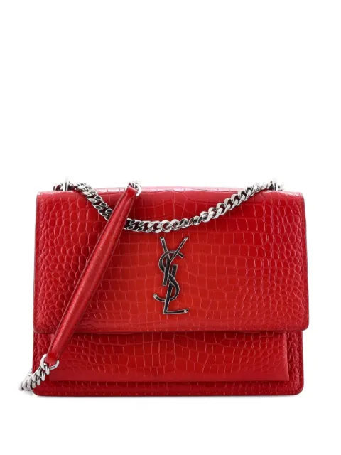 Saint Laurent Pre-Owned Sunset Crocodile Embossed Leather Medium crossbody bag
