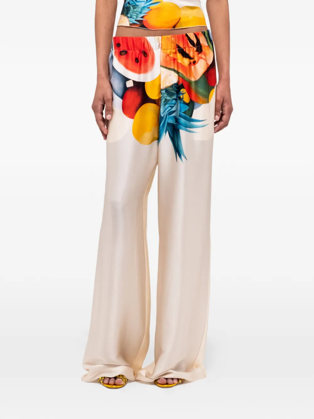 Donde Esteban Salpicon broek met fruitprint Beige