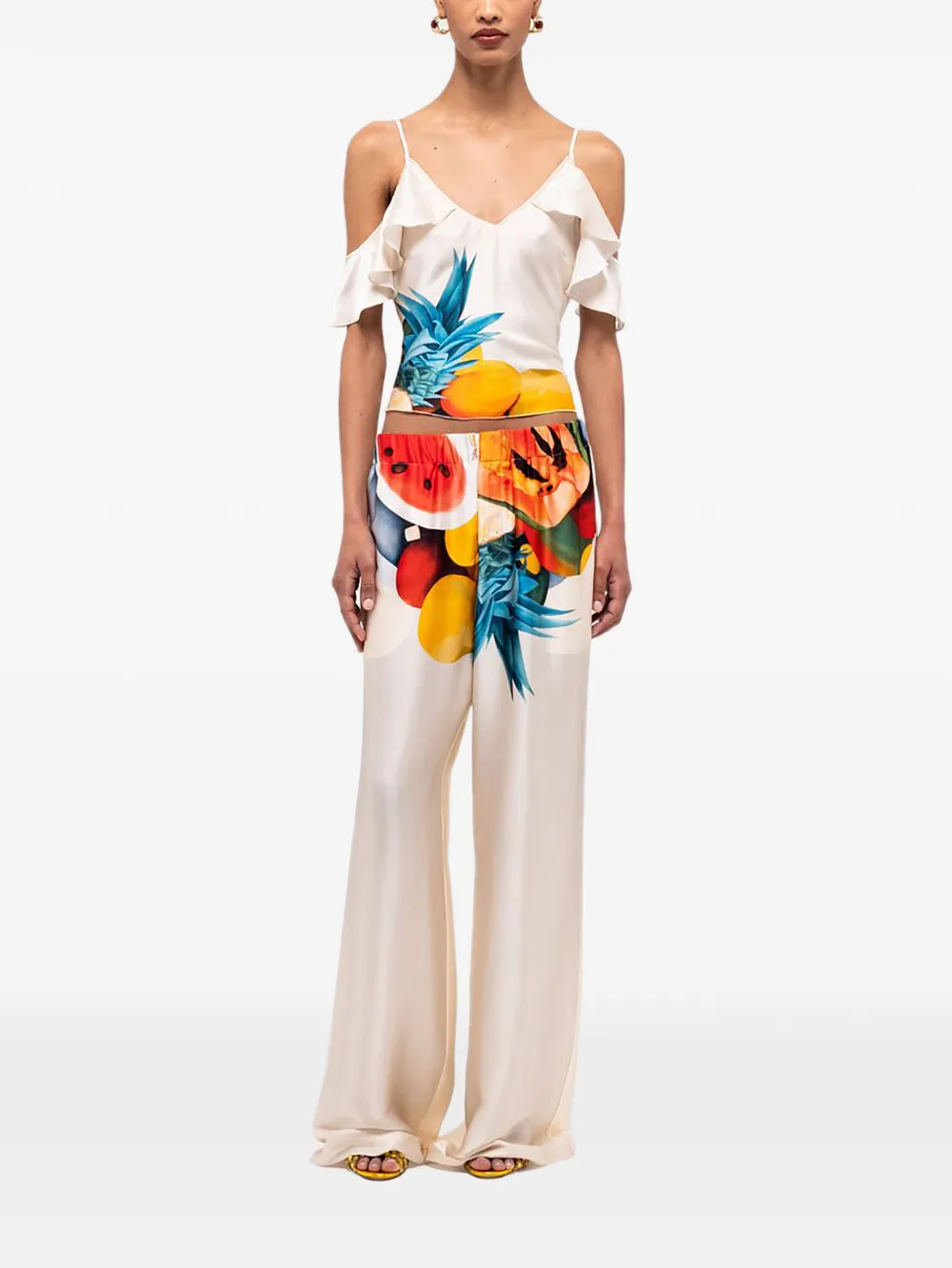 Donde Esteban Salpicon broek met fruitprint Beige