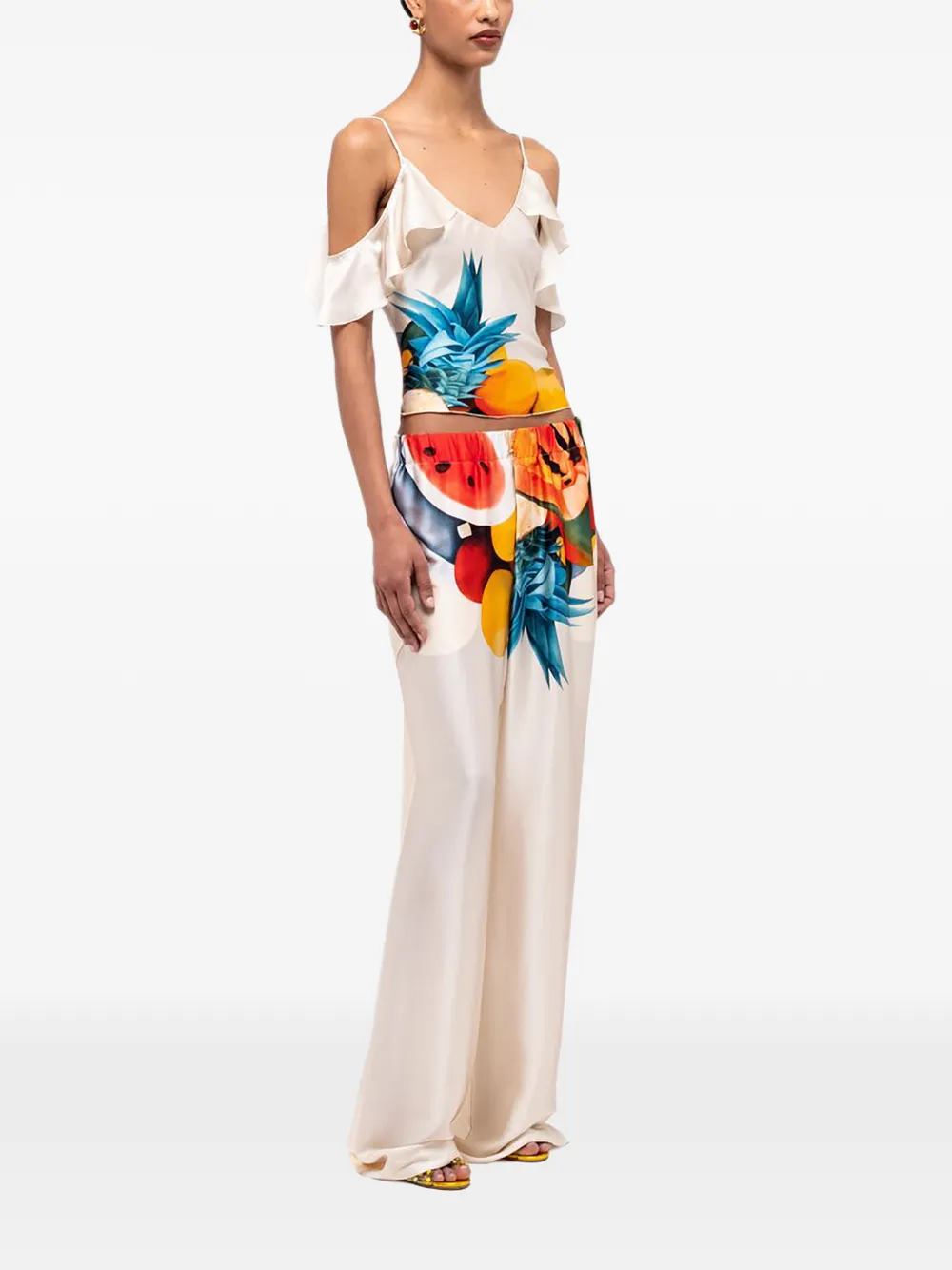 Donde Esteban Salpicon broek met fruitprint Beige