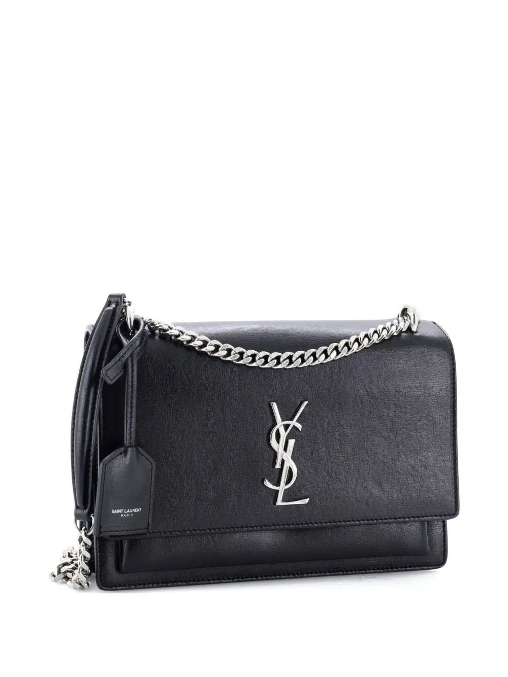 Pre-owned Saint Laurent Sunset Leather Large Crossbody Bag In Black