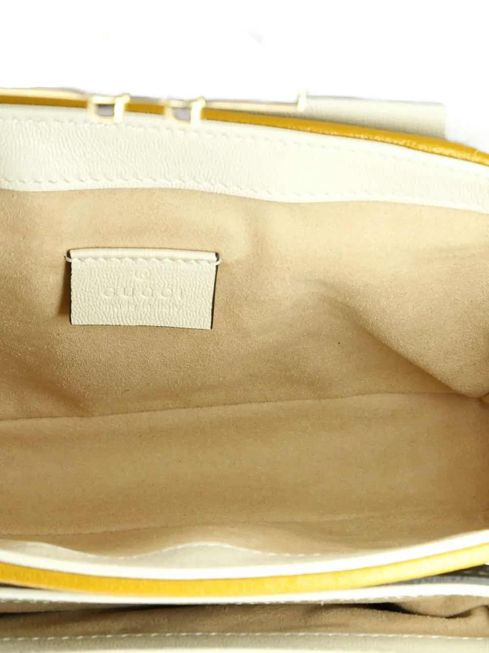 GUCCI Pre-owned Padlock Front Pocket Flap Gg Coated Canvas And Leather Mini Shoulder Bag In Orange