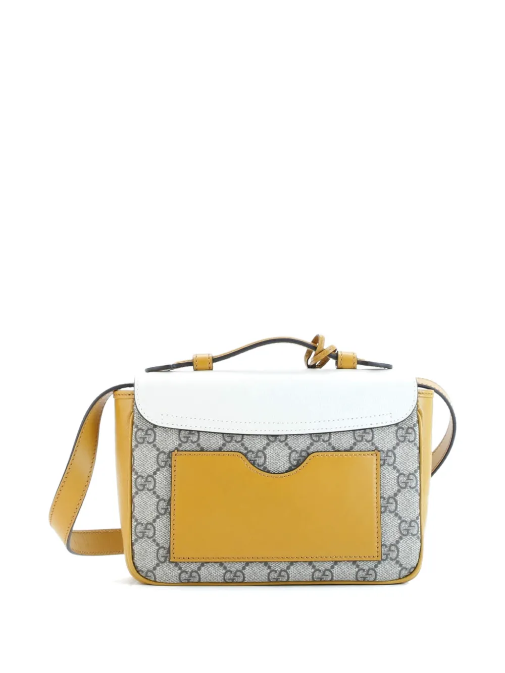 GUCCI Pre-owned Padlock Front Pocket Flap Gg Coated Canvas And Leather Mini Shoulder Bag In Orange