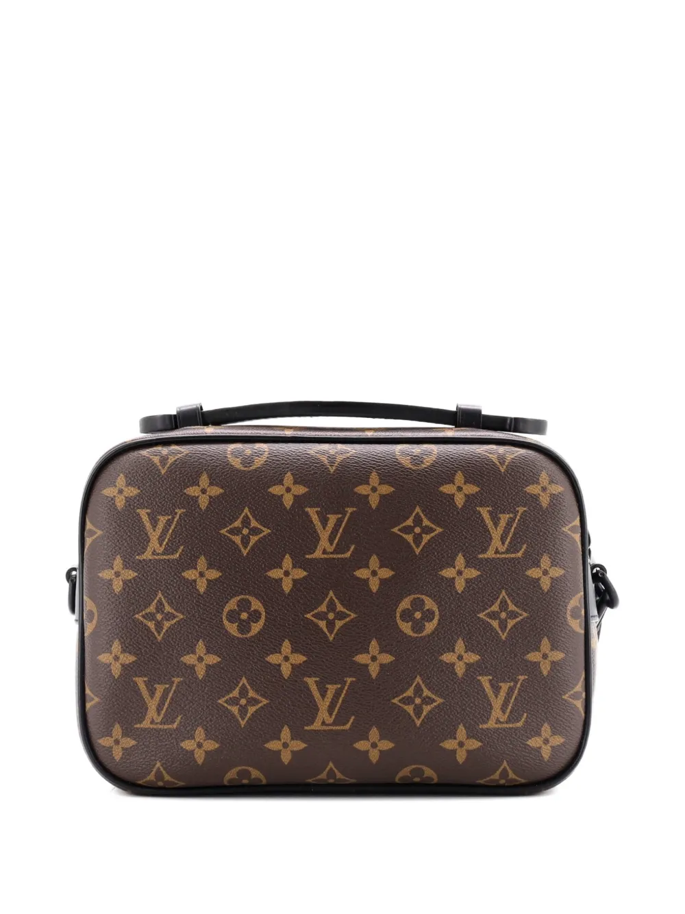 Pre-owned Louis Vuitton S Lock Messenger Bag Macassar Monogram Canvas Crossbody Bag In Black