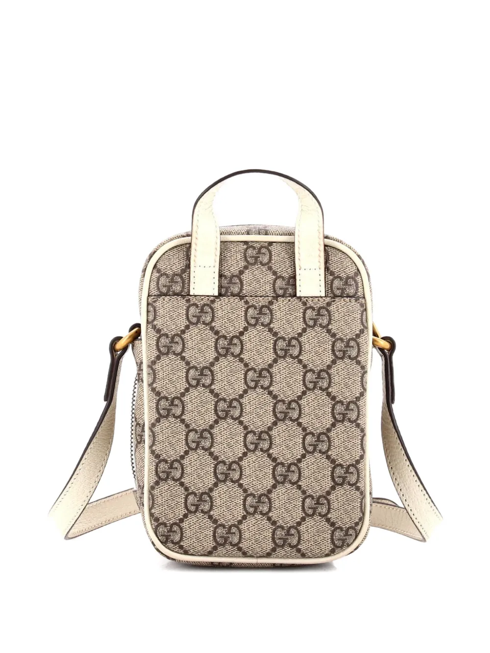 Pre-owned Gucci Ophidia Top Handle Gg Coated Canvas Mini Crossbody Bag In Brown