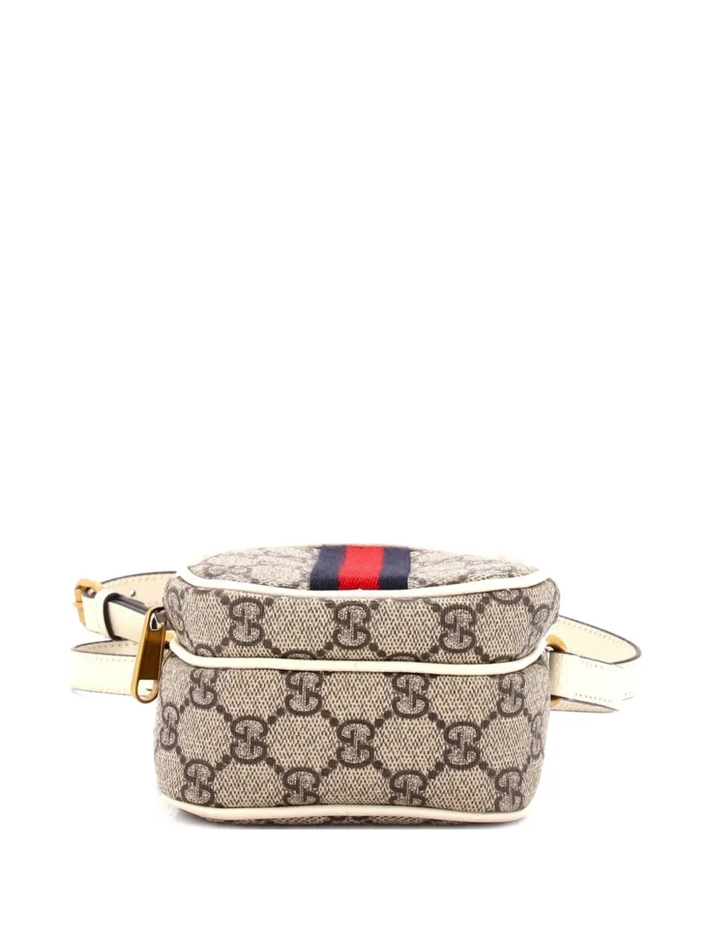 Pre-owned Gucci Ophidia Top Handle Gg Coated Canvas Mini Crossbody Bag In Brown