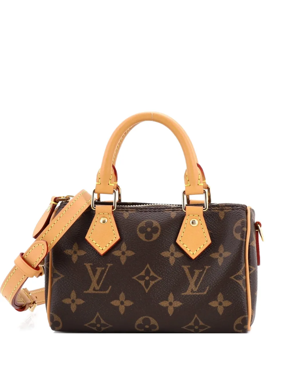 Pre-owned Louis Vuitton Speedy Bandouliere Nm Bag Monogram Canvas Nano Crossbody Bag In Brown