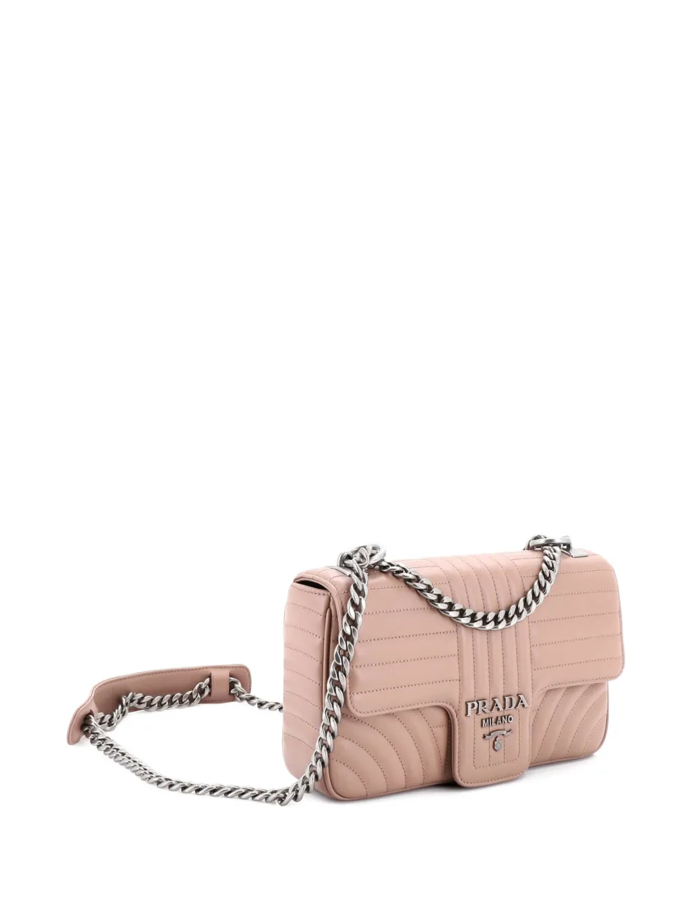  Prada Pre-owned Chain Flap Shoulder Bag Diagramme Quilted Leather Medium Crossbody Bag - Toni Neutri 