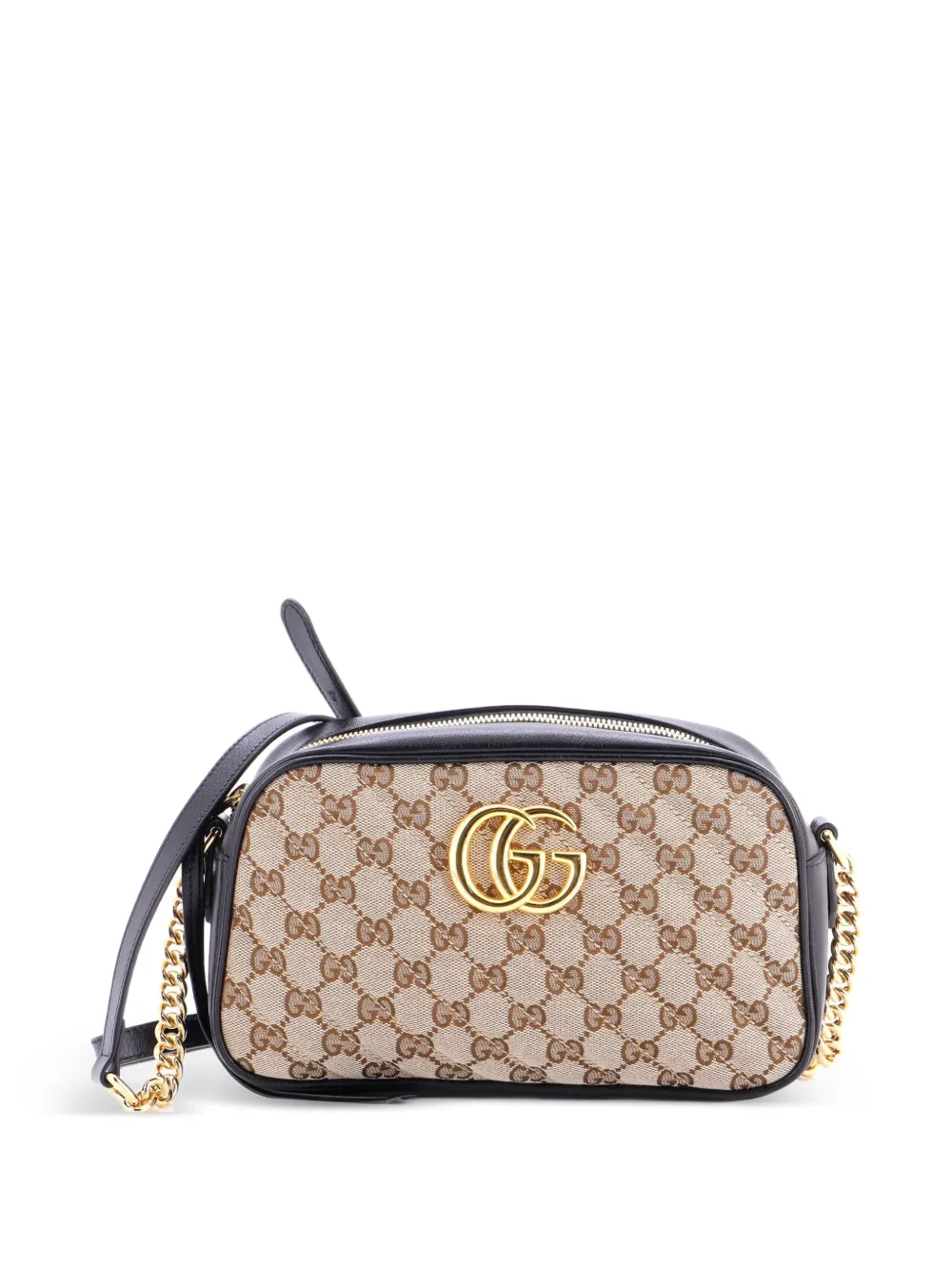 Gucci Pre-Owned GG Marmont Shoulder Bag Diagonal Quilted GG Canvas with Leather Small crossbody bag - Nero