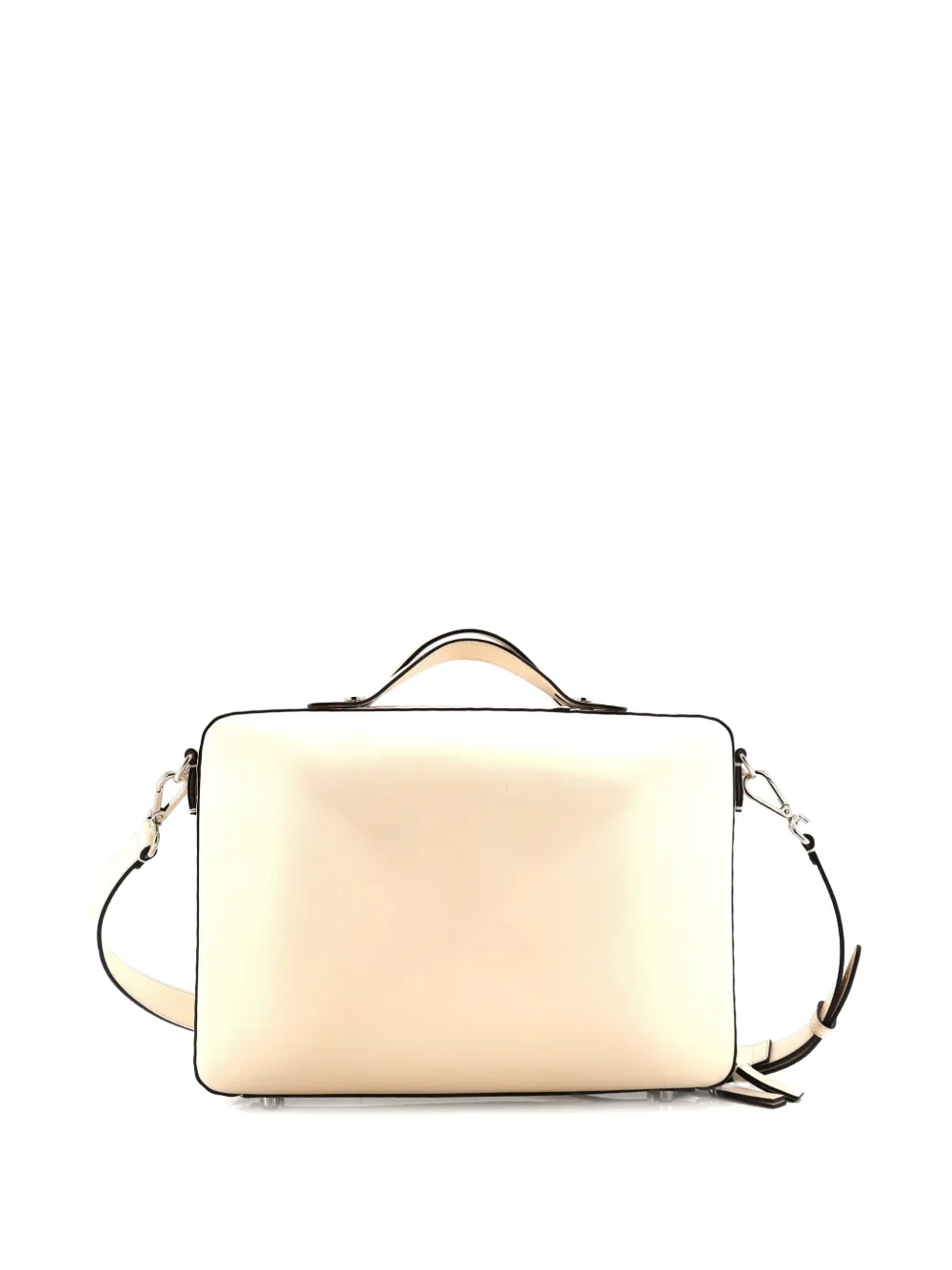 Pre-owned Fendi Ff Logo Suitcase Leather Medium Crossbody Bag In Neutral