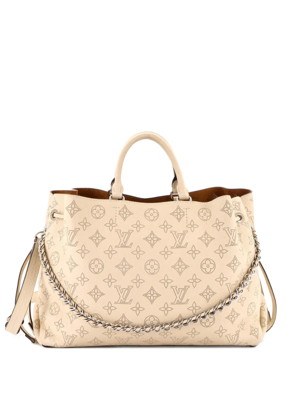 Pre-owned Louis Vuitton Bella Mahina Leather Tote Bag In Neutral