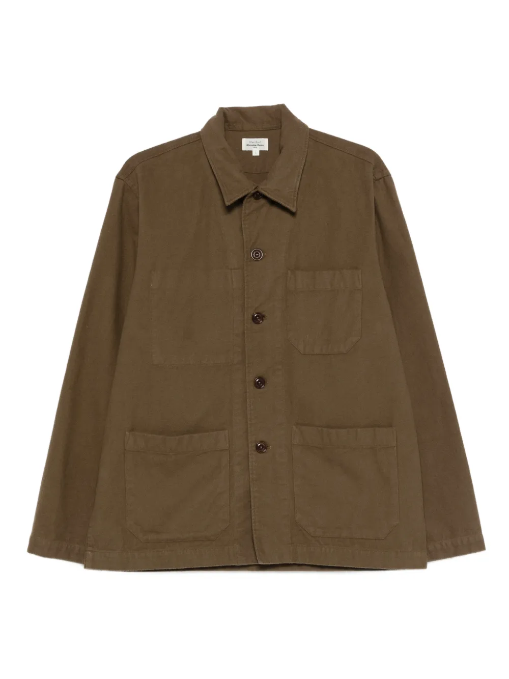 HARTFORD buttoned patch-pocket overshirt | Green | Image 1