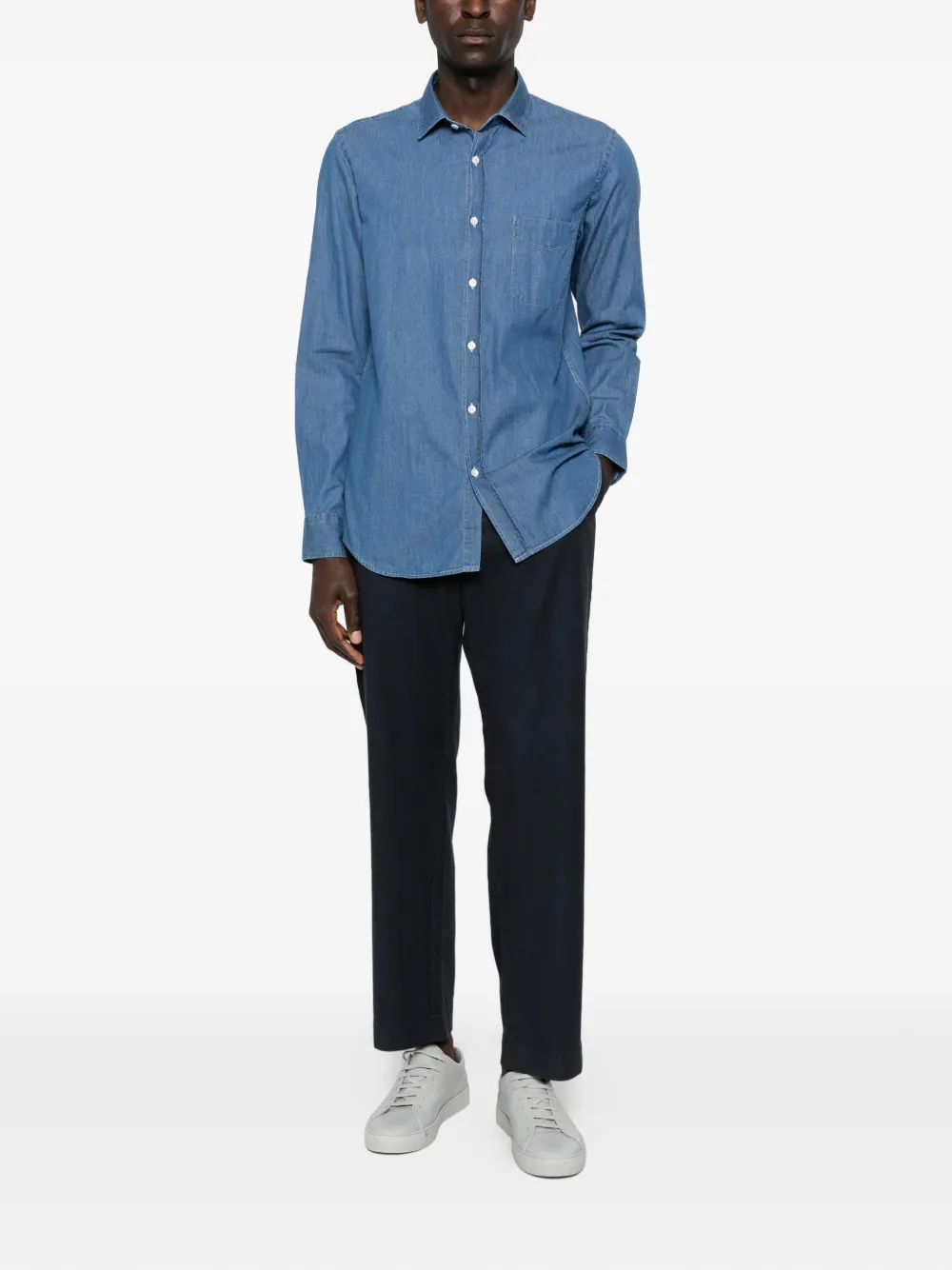 HARTFORD pocket denim shirt - Blauw