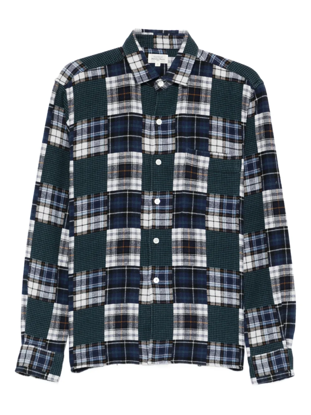 HARTFORD patchwork checked shirt - Blu