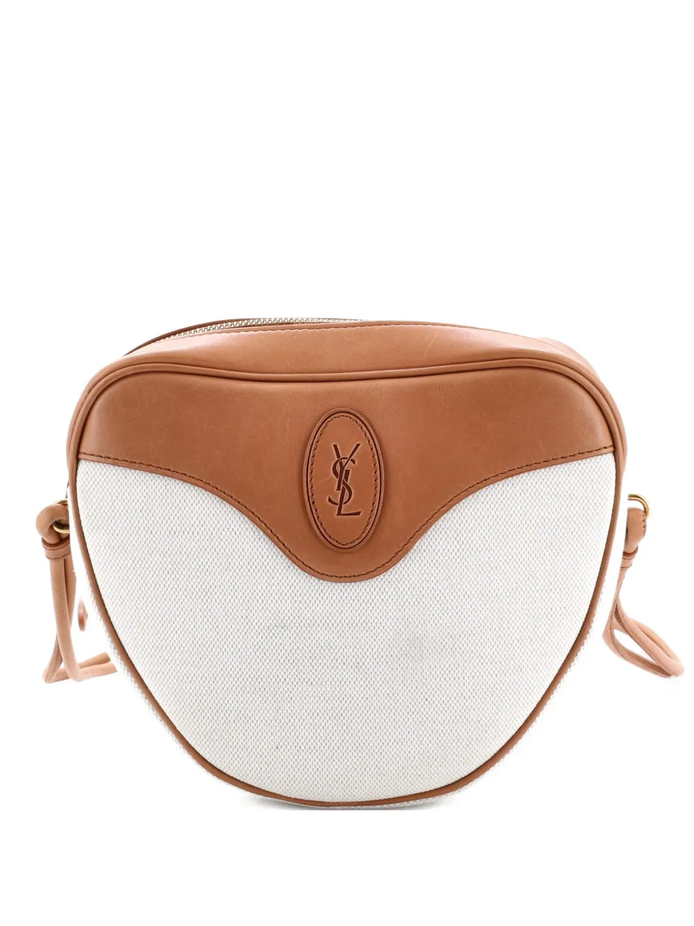 Click to view more detailed imagery on our partner's website Pre-owned Saint Laurent Le Monogramme Coeur Bag Canvas And Leather Crossbody Bag In Brown