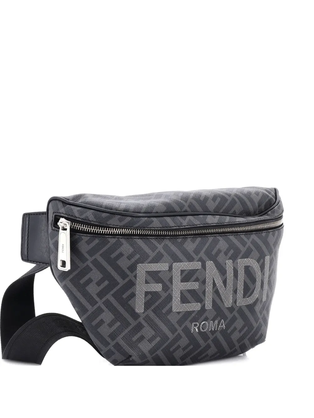 Fendi Pre-Owned FF 1974 Logo Waist Bag Zucca Coated Canvas Medium belt bag - Nero