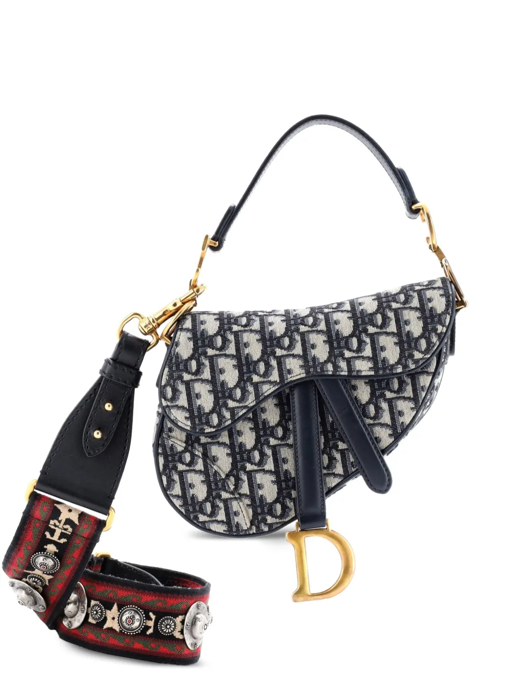 Christian Dior Pre-Owned Saddle Handbag with Strap Oblique Canvas Mini shoulder bag - Blu