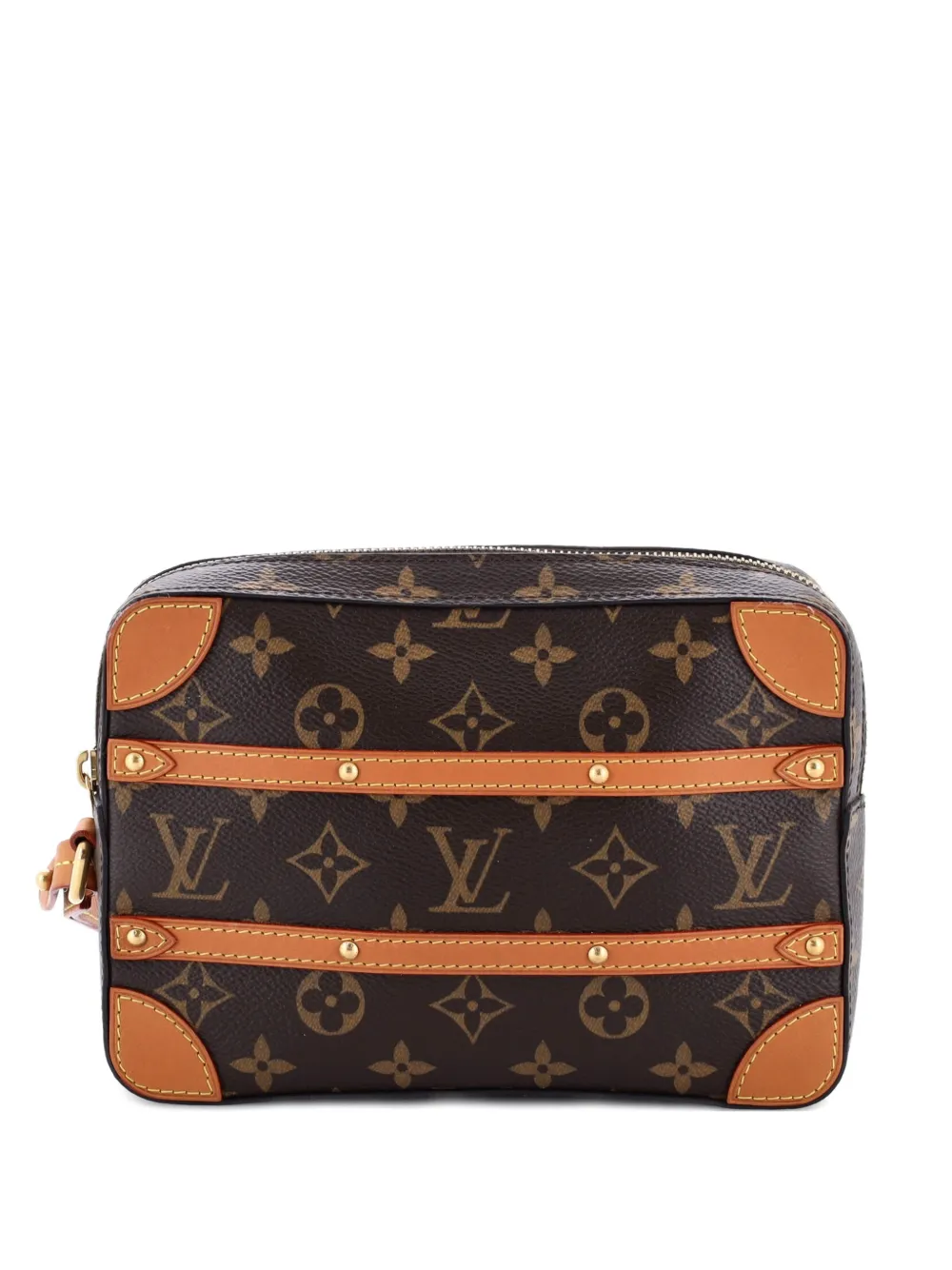Pre-owned Louis Vuitton Soft Trunk Pouch Monogram Canvas Clutch Bag In Brown