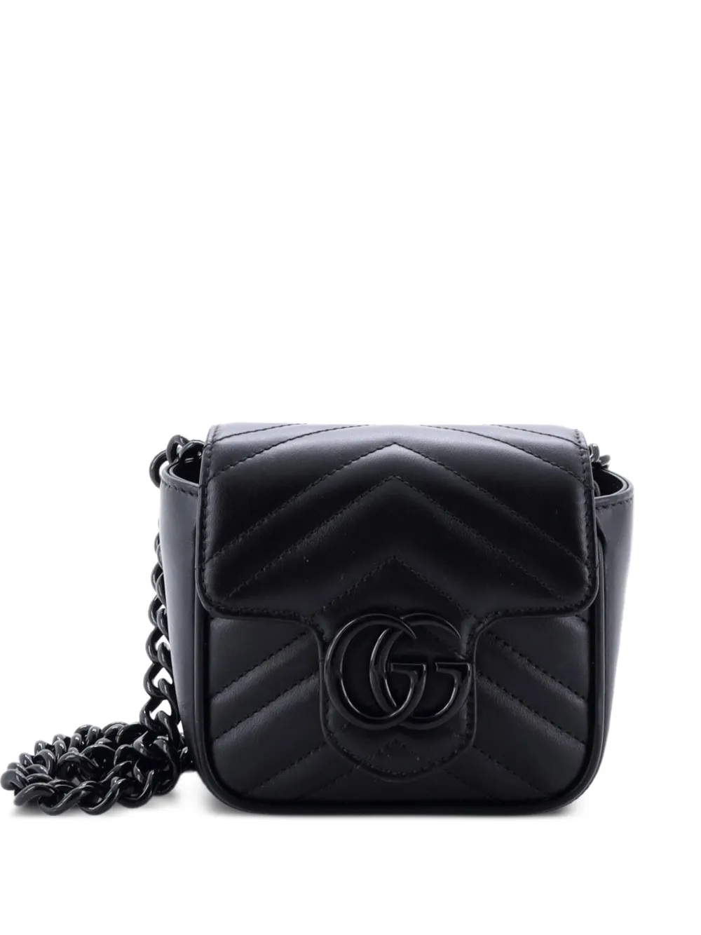 Gucci Pre-Owned GG Marmont Flap Matelasse Leather Mini belt bag - Nero