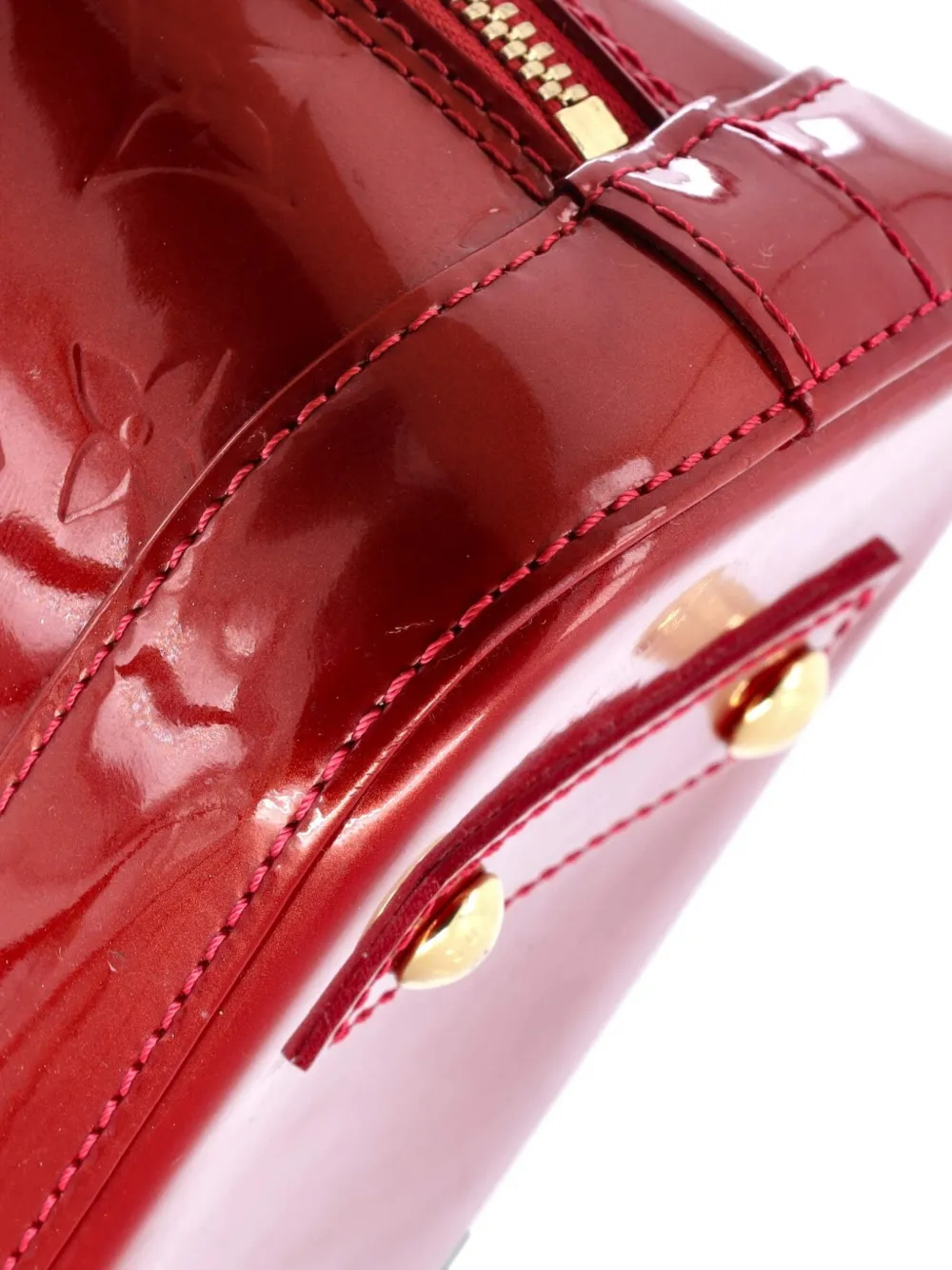 Pre-owned Louis Vuitton Alma Handbag Monogram Vernis Bb Shoulder Bag In Red