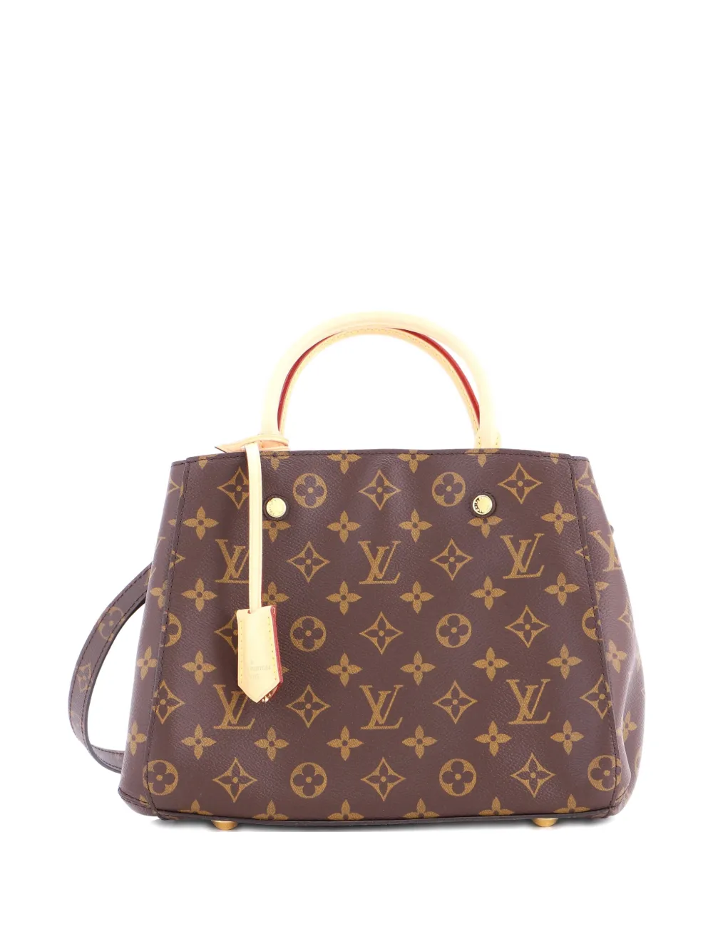 Pre-owned Louis Vuitton Montaigne Handbag Monogram Canvas Bb Satchel In Brown