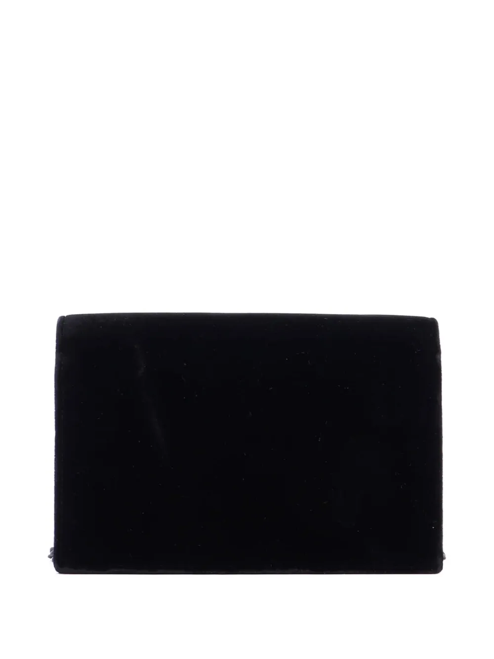 SAINT LAURENT Pre-owned Classic Monogram Tassel Chain Wallet Velvet Crossbody Bag In Black