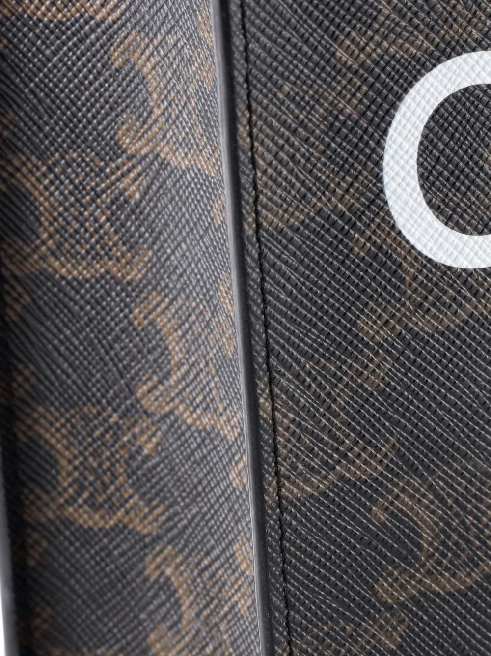 Pre-owned Celine Vertical Cabas Tote Triomphe Coated Canvas Mini Satchel In Brown