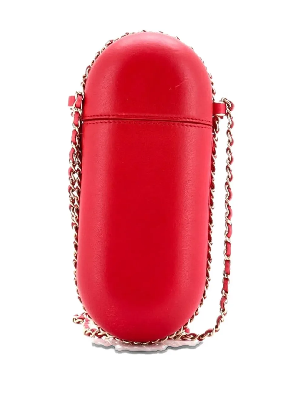 Pre-owned Chanel Chain Around Phone Holder Box Lambskin Crossbody Bag In Red