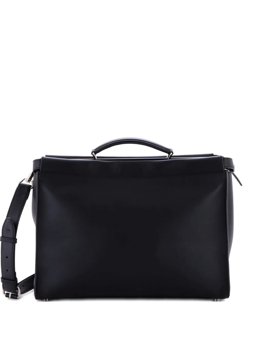 Pre-owned Fendi Monster Peekaboo Iconic Fit Bag Calfskin Large Satchel In Black