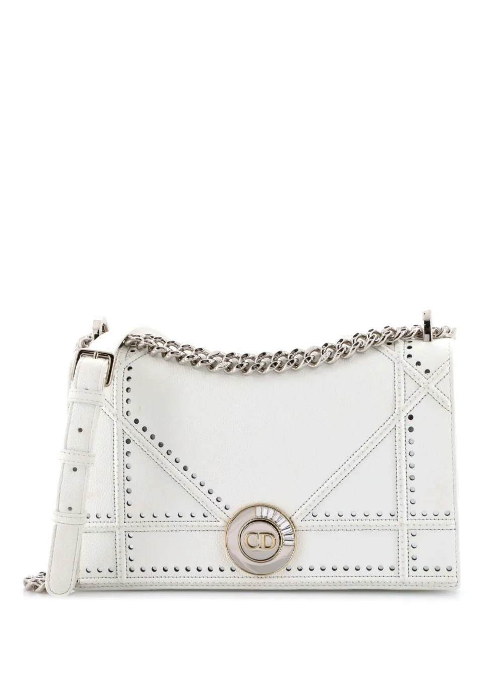 Christian Dior Pre-Owned Diorama Flap Bag Perforated Calfskin Medium shoulder bag - Bianco
