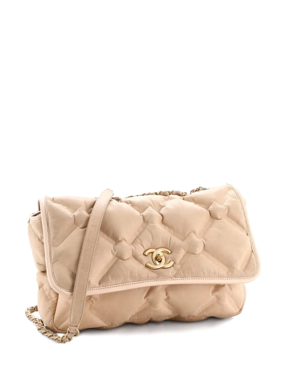 CHANEL Pre-Owned Chesterfield Flap Bag Quilted Calfskin Jumbo shoulder bag - Toni neutri