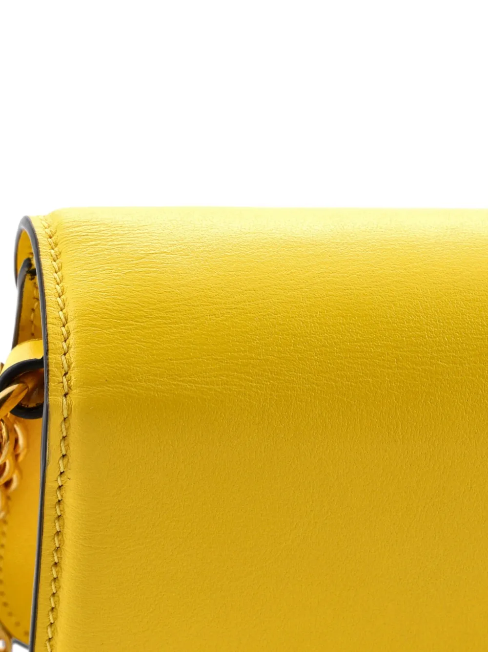 VALENTINO GARAVANI Pre-owned Vlogo Loco Flap Shoulder Bag Leather Medium Clutch Bag In Yellow